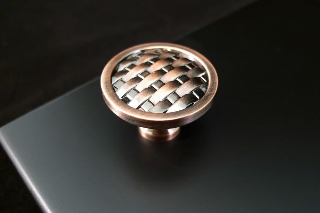 Ultra Grade URBN Classic Weave Pattern 1-3/4 Inch Round Cabinet Knob, Red Bronze Finish (Pack of 4)
