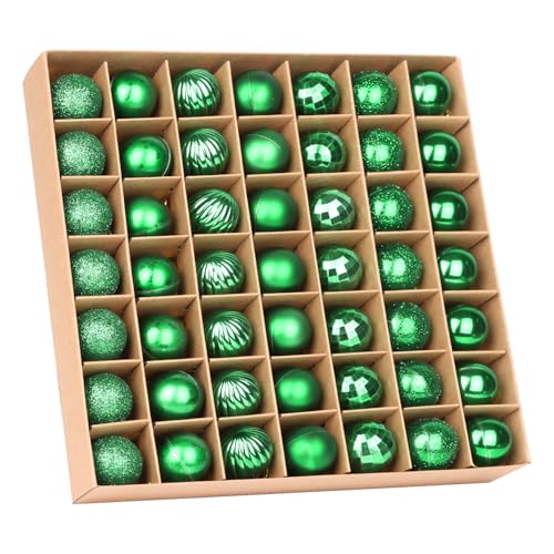 VEYLIN Christmas Baubles Shatterproof 49pcs 3cm Christmas Tree Baubles Mini Glitter Xmas Bauble for Xmas Tree Decoration (green)