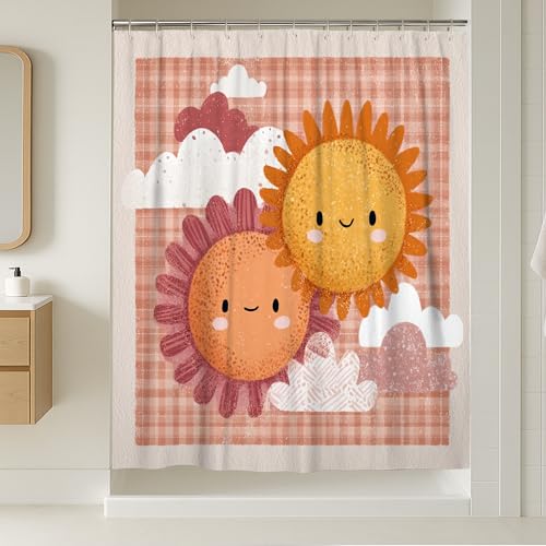 Rideau de douche extra long orange contre l'eau sur le sol - 2