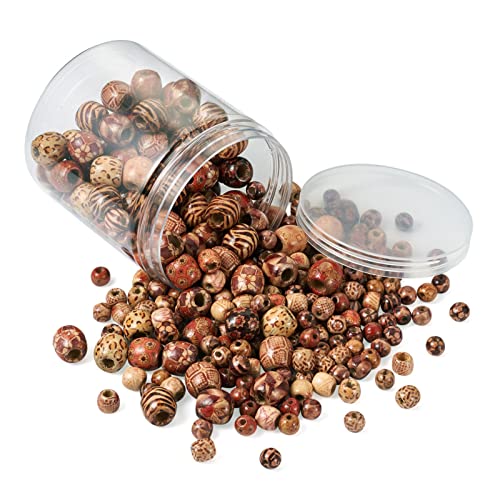 Craftdady 300Pcs Wooden Large Hole Round Bead Natural Painted Braid Bead Rondelle European Wood Spacers Bulk for Macrame Garland Bracelet Making - Image 2