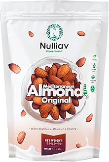 NULLIAV | Almond Milk Powder Original - High Protein Blend with Prebiotic Fiber powder for Gut Health and Digestion - Vegan Plant Based Dairy Free Formula for Lactose Intolerance 15.5 Oz. Bag Portable Convenient