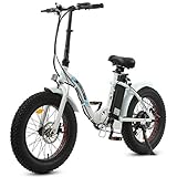 ECOTRIC 500W Electric Bike for Adults Foldaway Ebike 20' Fat Tire Folding Electric Bicycle 36V/12.5AH Lithium Battery E-Bike Alloy Frame Commute Ebike UL Certified LED Display for Female Male White