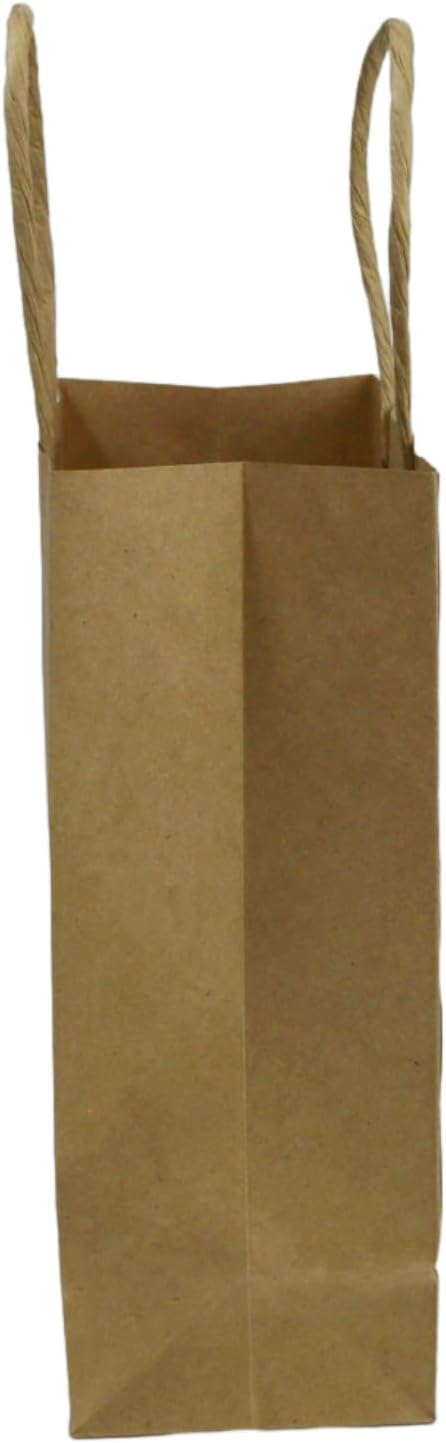 100 Pcs thick Kraft Paper Bags 5.25x8.5x3.25"，Small Shopping Bags with handles Bulk，Craft Gift Bags, Retail Bags, Recycled Bulk, Brown Paper Bags for Wedding，Packaging, Birthday Party，Business, Goody and Kraft Merchandise Bag (5.25x8.5x3.25inch, Original brown)