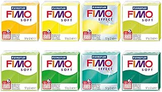 FIMO Soft & Effect Polymer Oven Modelling Clay - 57g - Set of 8 - Yellow Green Tones