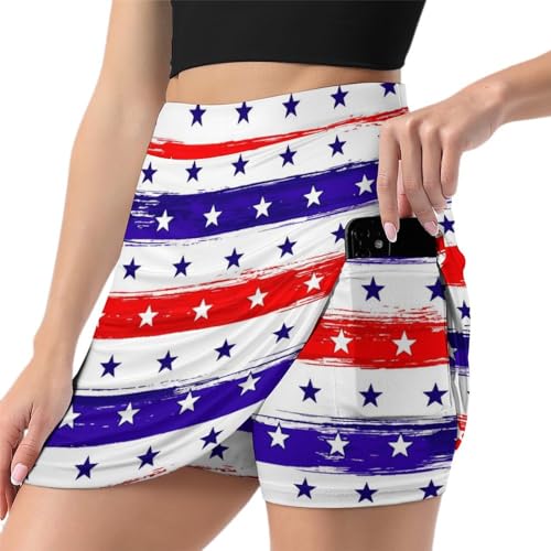 Jupe de course à pied Stars Stripes jupe short de tennis anti-transpiration avec poche femme