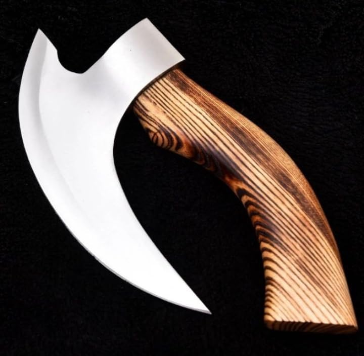 Generic Handmade Damascus Pizza Axe with Ash Wooden Handle - Unique Custom Gift for Him, Anniversary & Birthday gift for him, Christmas gift, Gray