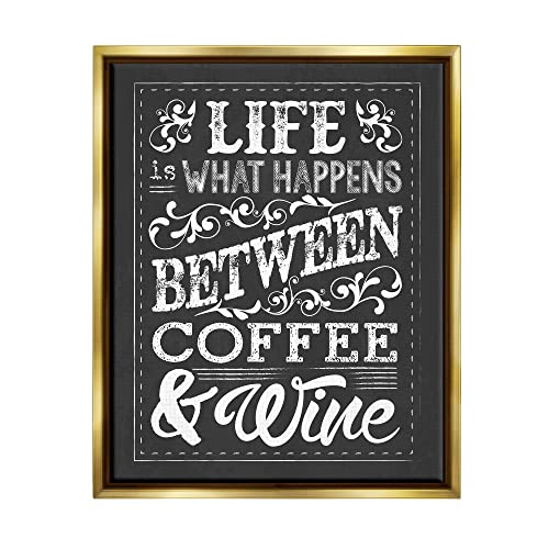 Coffee and Wine Chalk Still Life, 17 x 21 Inch Canvas in Floater Frame