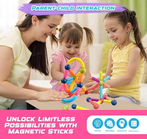 Image of Zest 4 Toyz Magnetic Sticks Building Blocks for Kids Educational Stem Learning Magnet Stick with Balls Game Set Toys for Girls Age 3+ Year 4 5 6 7 8 10 12 14 Old (42 Pieces)