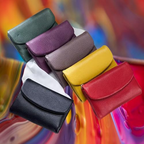 Unisex Pebble Leather Wallet, Card Holder & Coin Purse, Multicolor Clutch for Women,Short Genuine Leather Purse for Coins and Cards (Black)4