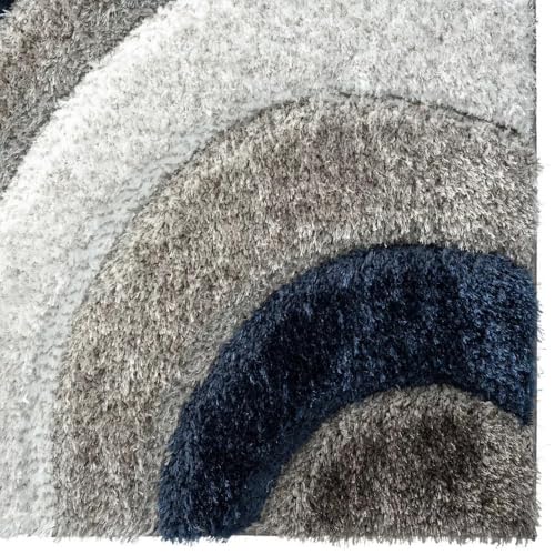 Image of Soft Shaggy Carpet 5x8 Feet - Ultra Plush, Non-Slip, High Pile 2 Inch Microfiber Rug for Bedroom, Living Room, Kids Room & Office - Modern Cozy Floor D�cor (Blue White C)