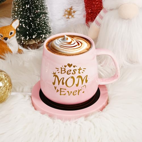 2025 Mom Birthday Gifts Christmas, Coffee Mug Warmer & Best Mom Ever Mug Set, Mug Warmer for Desk, Auto Shut Off Smart Warmer Coaster, Coffee Gifts for Mom from Daughter, Son - Image 3