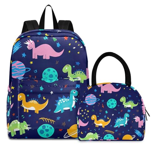 Sac à dos étanche enfants imprimé dinosaures colorés et planètes spatiales