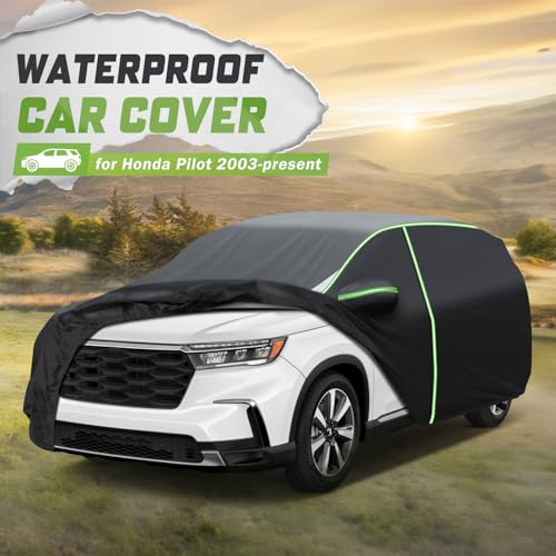 Image of Mixsuper Liner Car Cover for Honda Pilot 2003-2026, 7 Layers Full Car Cover All Weather Car Covers for Pilot, Waterproof Outdoor Cover with Zipper Door Reflective Strips