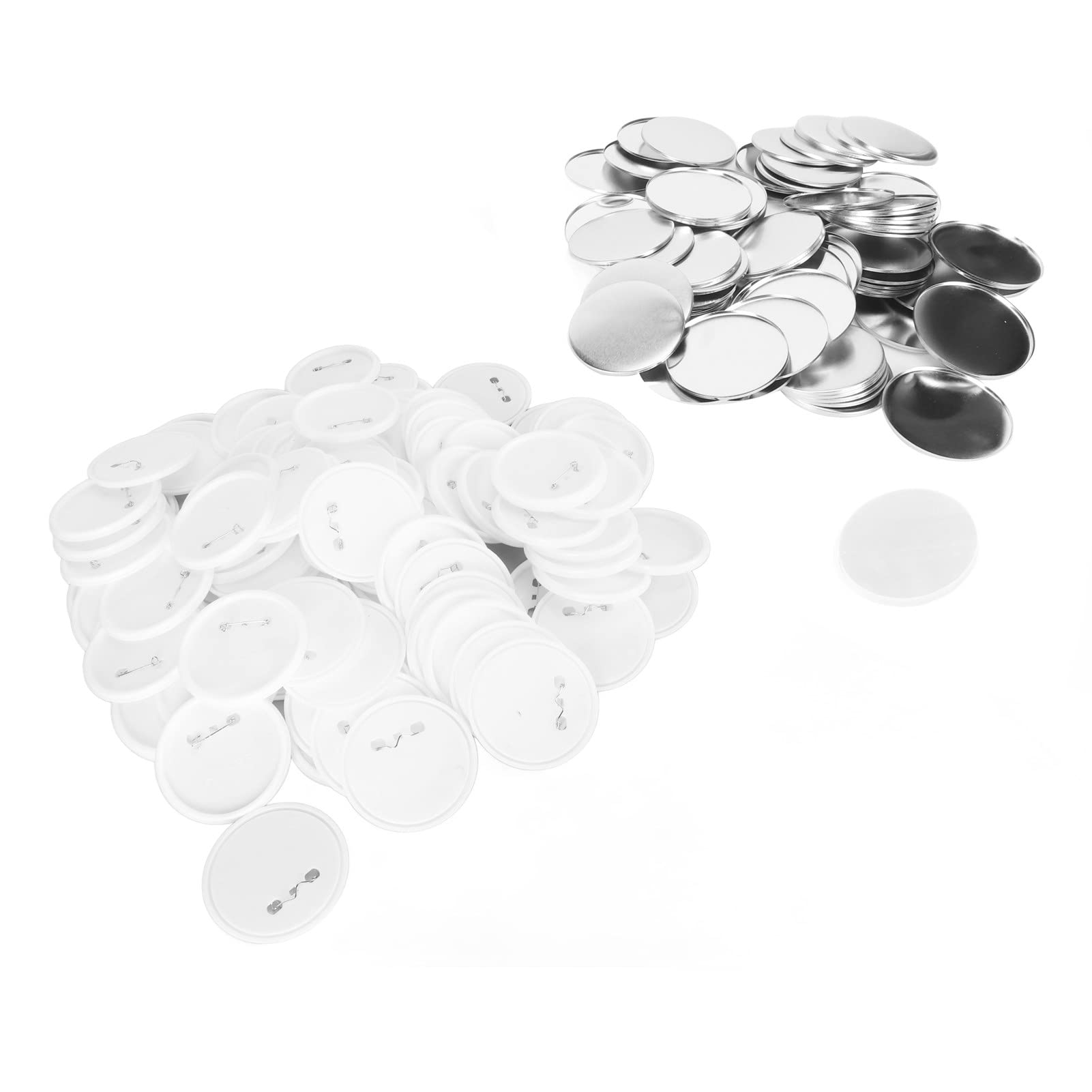 Set di parti di badge per bottoni vuoti Set di bottoni antiruggine di forma rotonda fai-da-te Forniture per eventi di artigianato Premi 100 set di plastica di banda stagnata (Umiltà)
