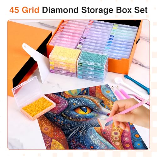 Boîte de Rangement Diamond Painting avec accessoires complets pour perles DIY - 8