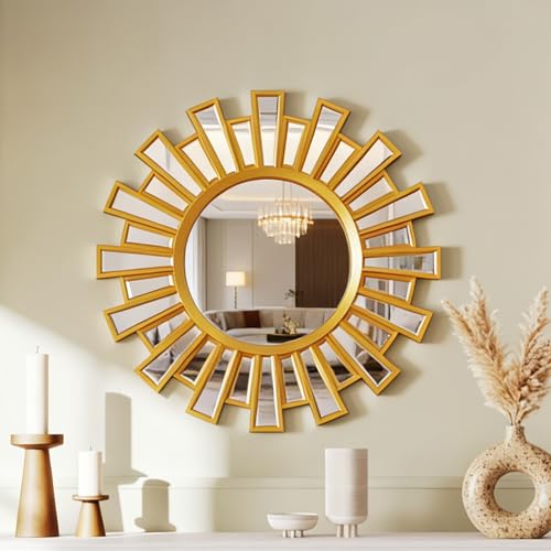 PlushVibes Sun Gold Wall Decorative Mirror - 24" Sun Sunburst