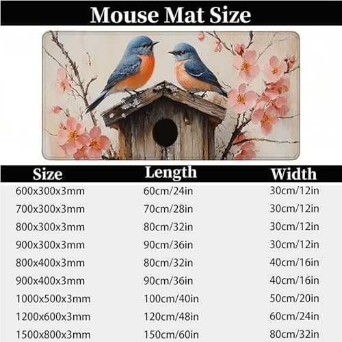 Tapis de souris oiseau grand format sous-main rose idée cadeau esthétique