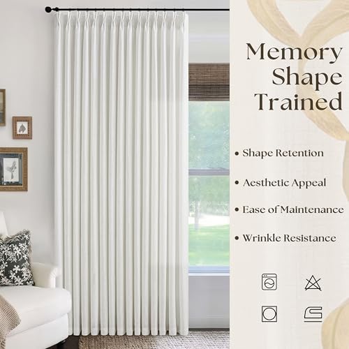 Image of Beige White 100 Inch Wide Curtains 90 Inches Long for Living Room 1 Panel