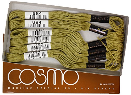 cosmo 25番刺しゅう糸 8m束 Col.684 グリーン 系 1箱 6束入り