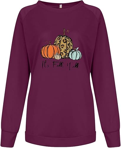 Miniatura 3 de YUTANRAL Sudadera de Halloween para mujer, manga larga, cuello redondo, sudadera con capucha de gran tamaño, con estampado de calabaza, blusas