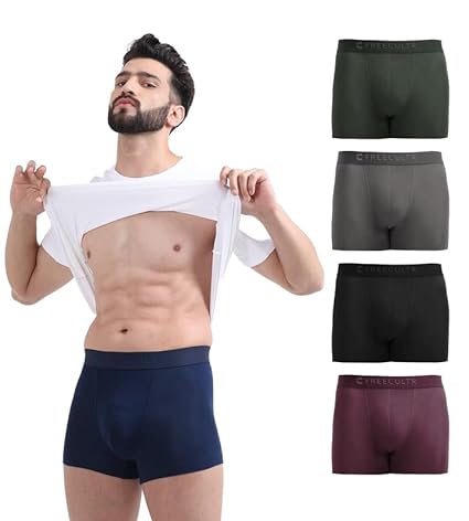 FREECULTR Men’s Underwear Anti Bacterial Micromodal Airsoft Trunk – Non Itch No Chaffing Sweat Proof (Pack of 5)