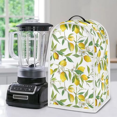 Image of Yellow Lemon Blender Dust Cover, Anti Fingerprint Polyester Stand Mixer or Coffee Maker Appliance Protector, Machine Washable Blender Cover for Kitchen Appliance
