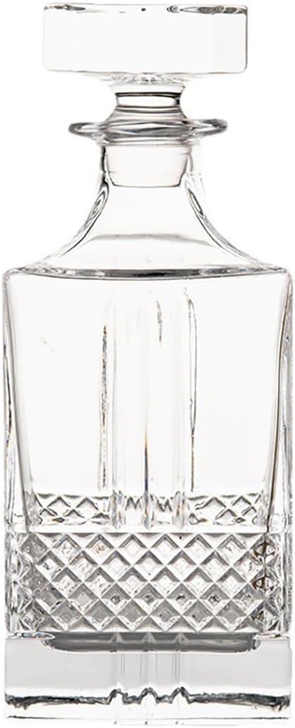 Whiskey Decanter with Sealed Irregular Stopper,Novel Lead-Free Crystal Glass Bottle,Gift for Friends,Glass Decanters for Vodka,Wine, liquor,Juice and Water(Carved Strip)