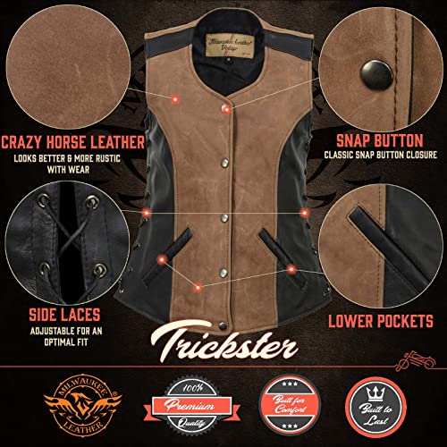Image of Milwaukee Leather Women's Premium Classic Leather Motorcycle Rider Vest w /Adjustable Side Laces