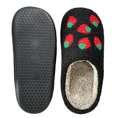 Image of Women's Men's Cute Fuzzy Heart Slippers Memory Foam Fluffy Couple Slippers Cozy House Indoor Outdoor Shoes