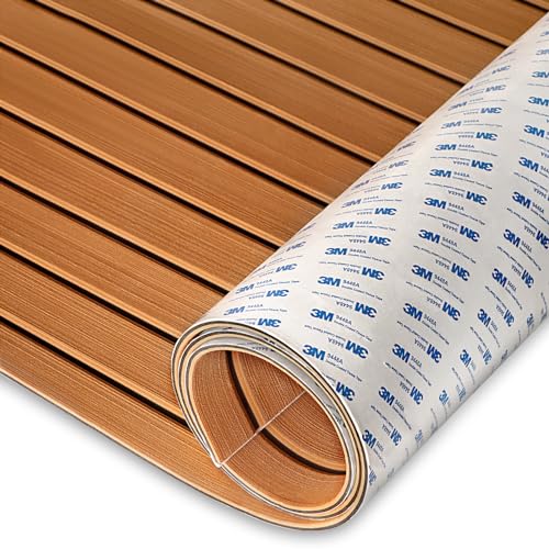 HXBYX Eva Schaum Boot Bodenbelag mit 3M Selbstklebende Unterstützung DIY Boote Decking Marine Blatt Faux Teak Material, rutschfeste Kühler Pads für Kajak Yacht SwimPool RV 240X112cm/240X79cm/240X41cm