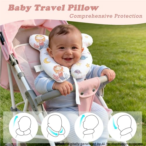 Almohada U para Niño Diseño Sirena Suave y Reversible miniatura 5
