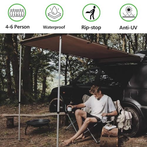 Wodoodporna wysuwana markiza samochodowa do SUV-ów i furgonetki, z regulacją wysokości, idealna na kemping, pasuje do bagażników dachowych 8-19 cm
