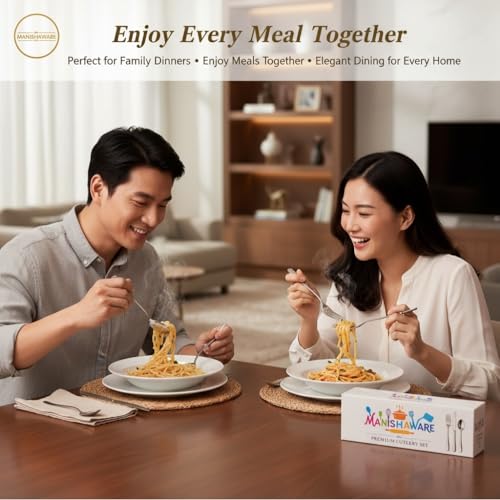 Image of Classic Silver 12 Pcs Stainless Steel Cutlery Set for Dining Table, Dishwasher Safe Glossy Flatware