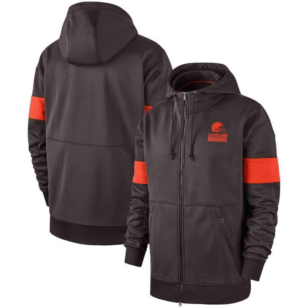 FMSports Men's Hoodies Cleveland Browns NFL Football Team Uniform  Pullover Zip Hoodies,Long Sleeve 3D Logo Digital Print  Sweatshirt,L~170~175CM