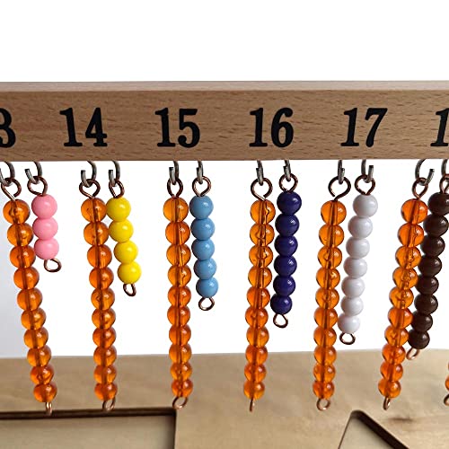 Image of Kghios Montessori Math Toys Materials for Toddlers 1-20 Beaded Hanger Color Bead Stairs with Beads Montessori Mathematics Eductional Materials Learning Tools Preschool Toys