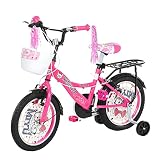 Vision Miyu Kinderfahrrad 16 Zoll Mädchen Mit Fahrradkorb Vorne Stützräder Kinderfahrrad Kettenschutz Fahrrad Schutzblech Kinder Fahrrad Mit Puppen Fahrradsitz Puppe Ab 4 Jahre