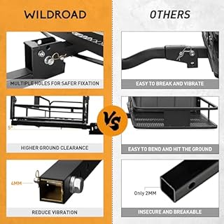 Wildroad Hitch Mount Cargo Carrier Basket 500 LBS Folding Vehicle Cargo Baskets 60" x 24" x 14" Fits 2" Receiver with 2" Hitch Stabilizer for SUV, Pickup Truck, Trailer