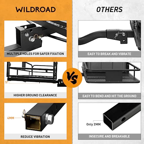 image for Wildroad Hitch Mount Cargo Carrier Basket 500 LBS Folding Vehicle Carg
