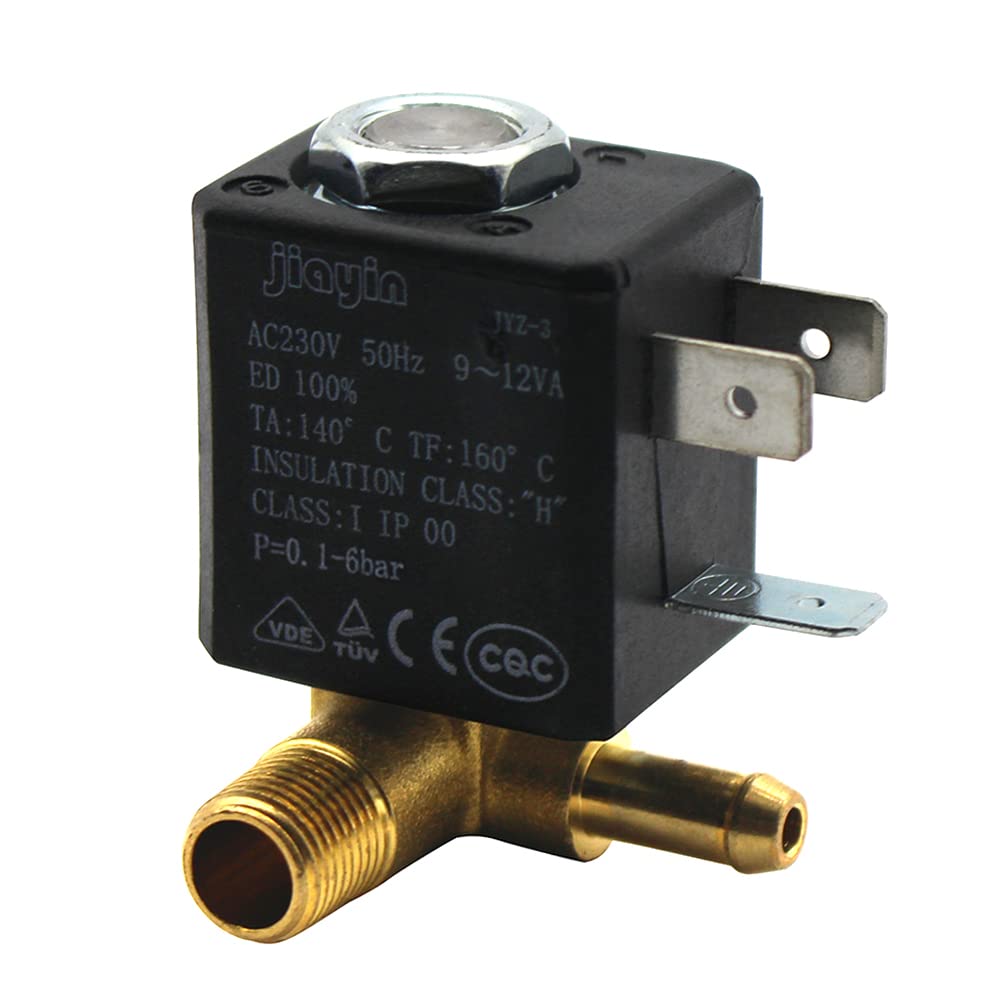 ZXGRfdefa Solenoid valve, Normally Closed N/C AC 230V 6ar G1/8" Brass Iron 2 Position Way Steamer Gas Solenoid Water Valve Electric