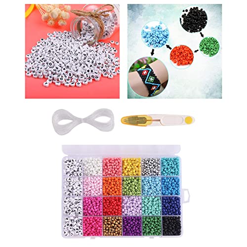 rockible Miçangas de vidro 4 mm 6/0 20 cores miçangas pequenas redondas com cordão elástico com miça