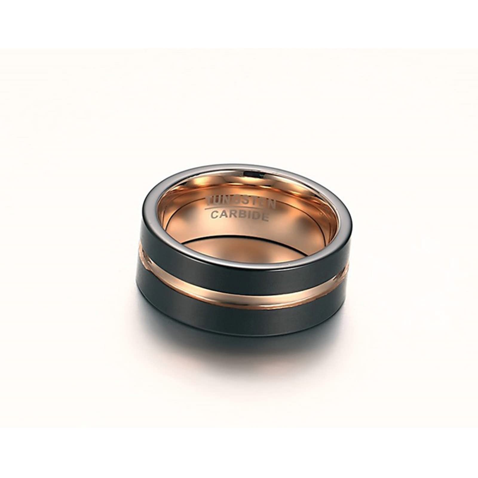 Aeici Anillo Fiancaille para hombre y mujer, anillo grabado de tungsteno, anillo cepillado, bicolor, 8 mm