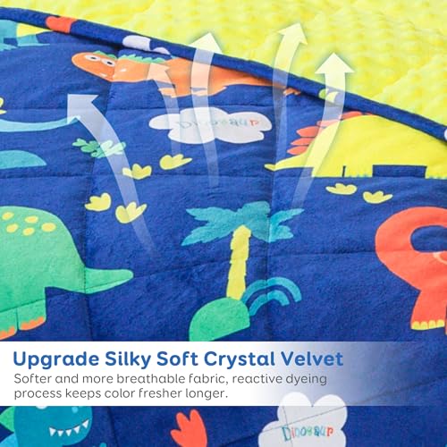 Image of Sivio Weighted Blanket 5 lbs, Super Soft Crystal Velvet & Minky Dots Cartoon Patterns Reverise Heavy Throw, Heavy Blankets, 36 x 48 Inch Blue Dinosaur