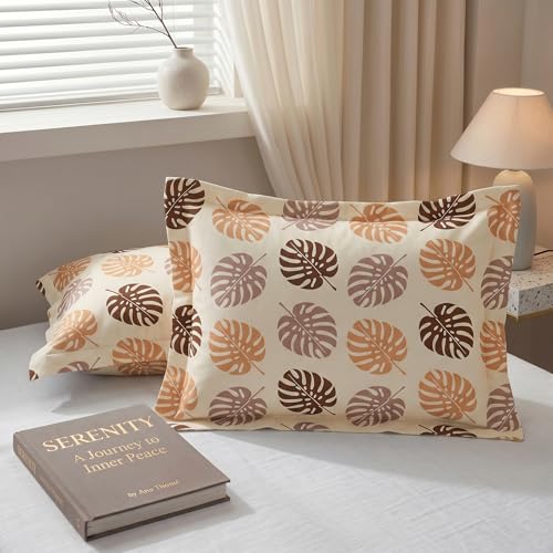 Image of VAS COLLECTIONS Cotton Pillow Cover Set of 2 (17x27 Inches) | Ultra Soft Breathable Pillow Cases for Bed | Skin Friendly, Fade Resistant & Comfortable Pillow Covers for Bedroom Decor (Light Beige)