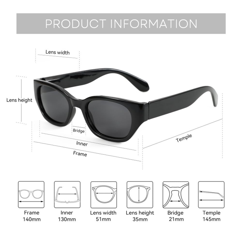 Gafas de sol polarizadas de moda para mujer con protección UV400, rectangulares.