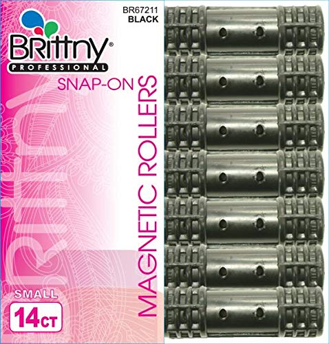 Brittny Snap-On Magnetic Rollers - Black 14 Count Small (Pack of 4)