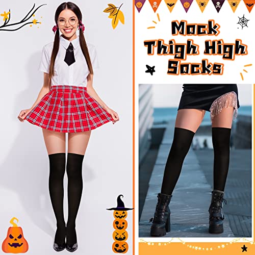 Foaincore 4 Pairs Mock Thigh High Tight Suspender Pantyhose Sock for Women Footed Tights High Waist Pantyhose for Women Girls2