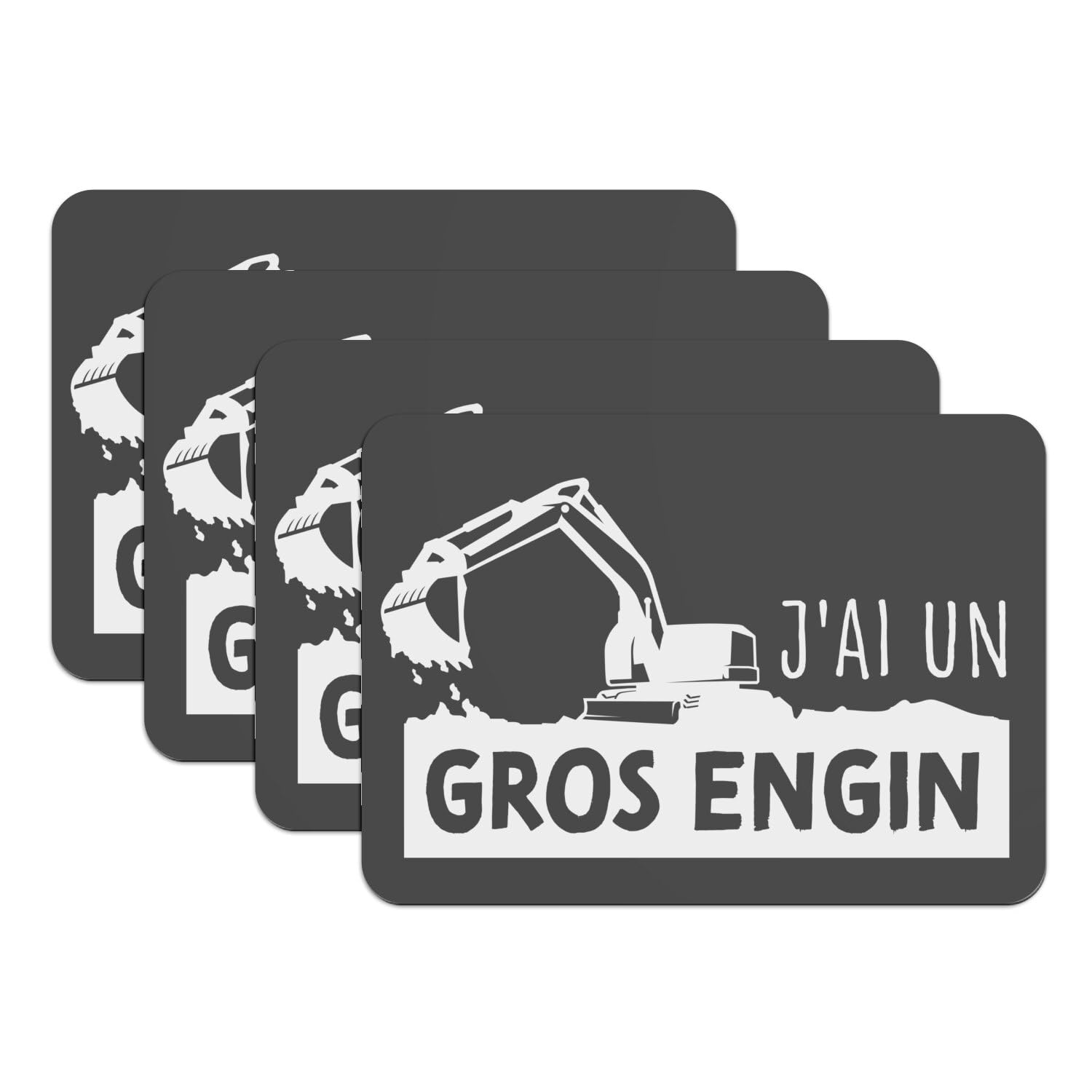 Sets de table humour bricoleur en caoutchouc noir grand format 40x29 cm x4
