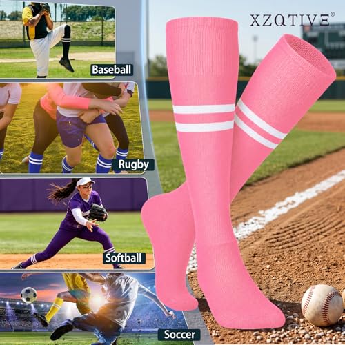 Image of XZQTIVE Baseball Softball Socks and Belt Combo Set Adjustable Softball Socks and Elastic Belt for Kids Youth Adult
