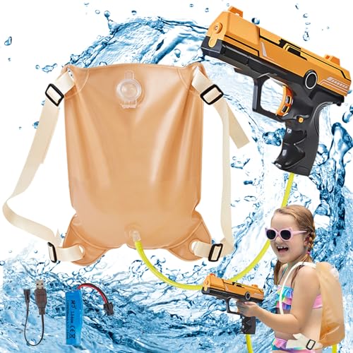 Pistola de Agua Eléctrica, Pistola de Agua Automática, Pistola de Agua Eléctrica con Mochila de 2100CC, 32 FT Pistola de Agua de Largo Alcance, Pistola de Agua Eléctrica para Adultos y Niños (M2)