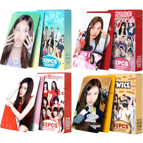 4Pack/368PCS TWICE Photocards Set 240PCS K-POP Twice Photo Cards and 128PCS Mini Stickers This Is For Album Photocards Strategy Lomo 2026 World Tour Greeting Cards Party Room Decoration for Fans